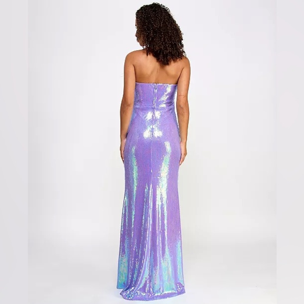 Honey & Rosie Formal Iridescent Sequin Feather Dress Purple Pink XS $129 Prom - Picture 7 of 8